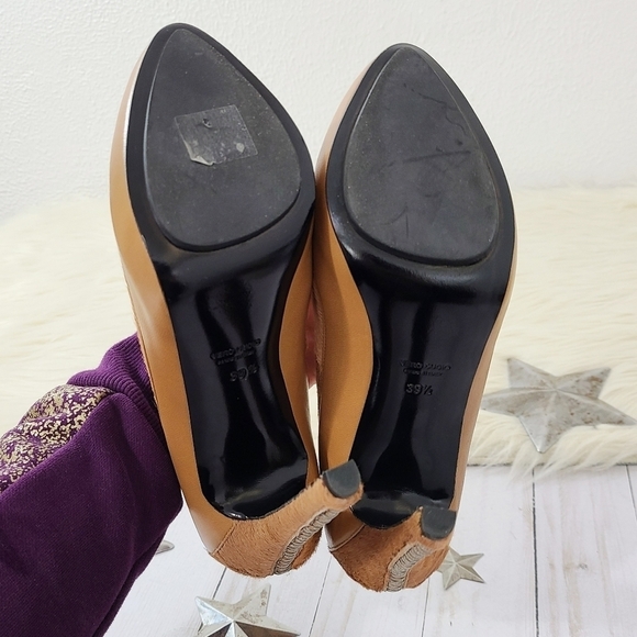 Burak Uyan tan pony hair heels platform stiletto designer pump women's size 39.5 - Picture 8 of 9